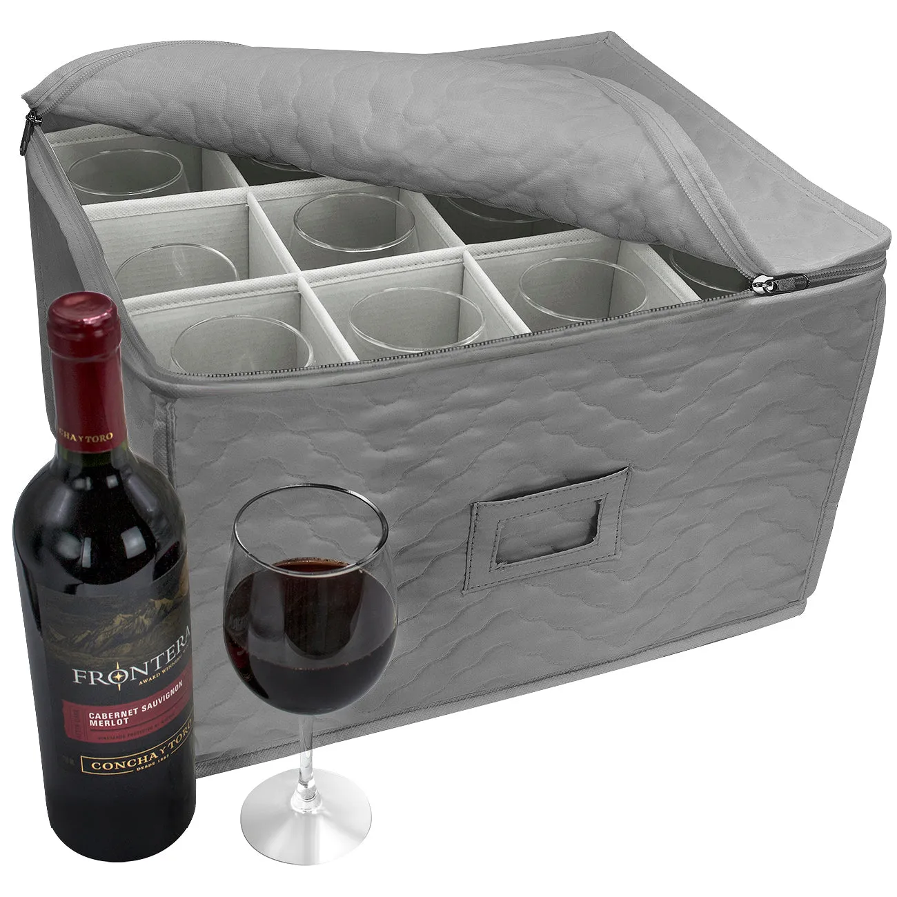 12 Glass Stemware Storage Quilted Case