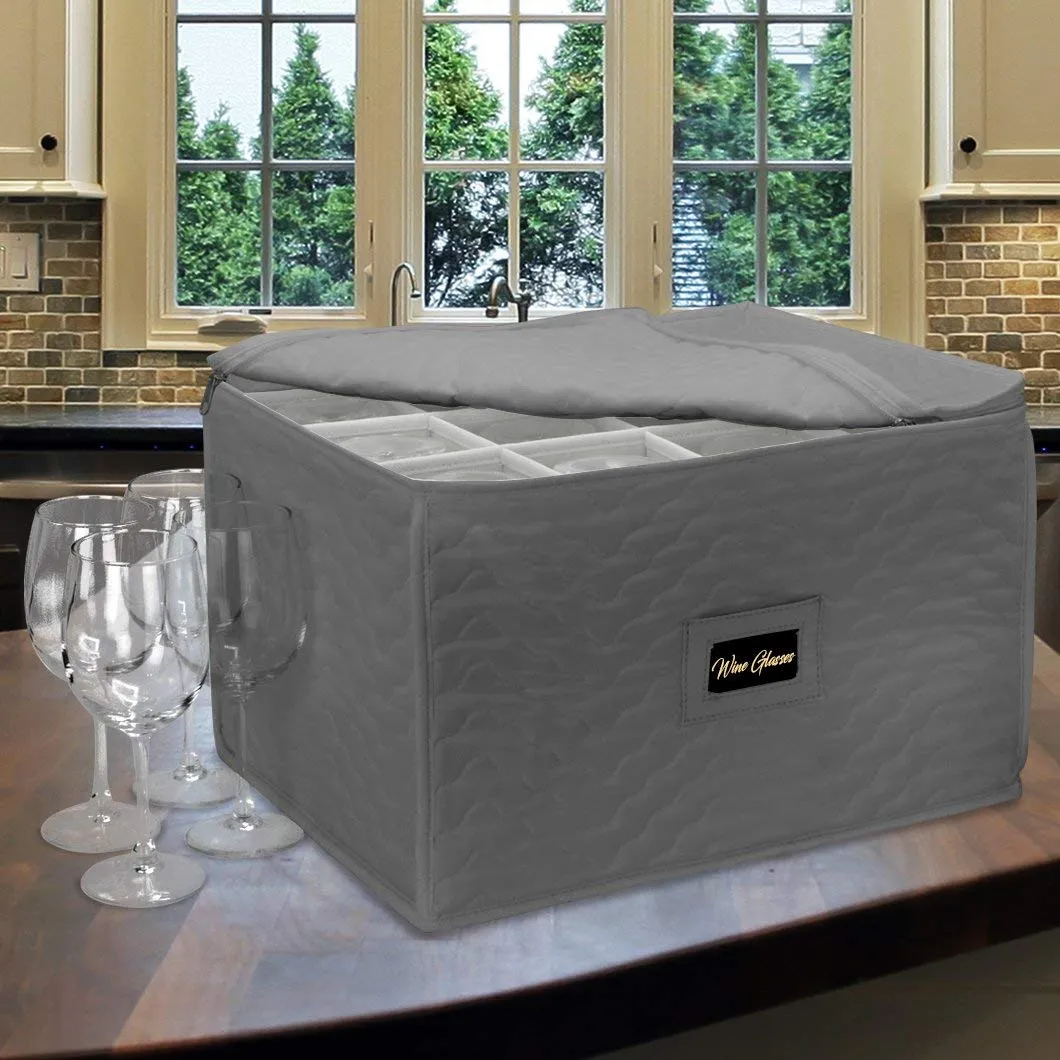 12 Glass Stemware Storage Quilted Case