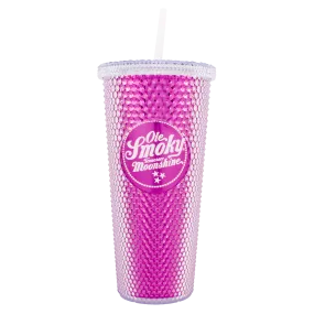 24oz METALLIC STUDDED TUMBLER - Pink