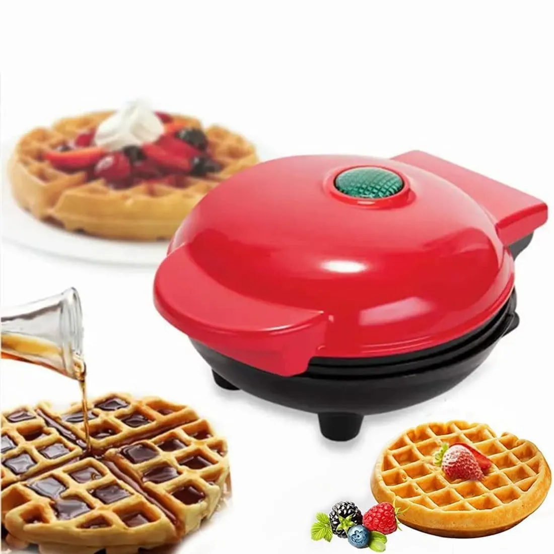 3 in 1 Mini Waffle Maker Machine 4 Inch- 350 Watts individual Belgian Waffles, Stainless Steel Non-Stick Pan Cakes, Small waffle Maker for Home Waffle.