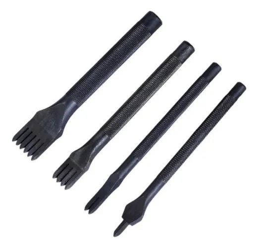 4 Pcs Pricking Irons Set - Leather Pricking Irons - Stitching Chisel - Pricking Eisen Meißel Lederhandwerk Werkzeug - Stitching Prong