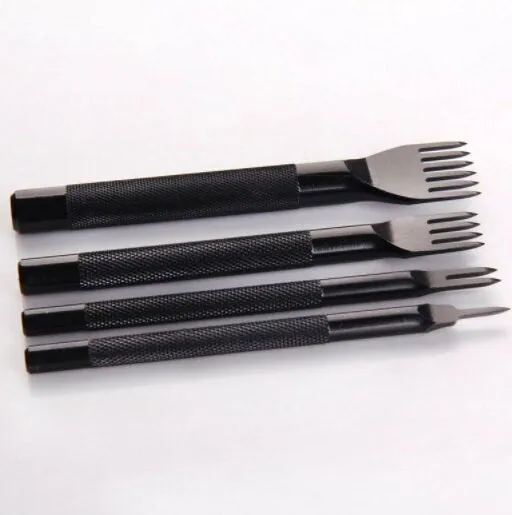 4 Pcs Pricking Irons Set - Leather Pricking Irons - Stitching Chisel - Pricking Eisen Meißel Lederhandwerk Werkzeug - Stitching Prong