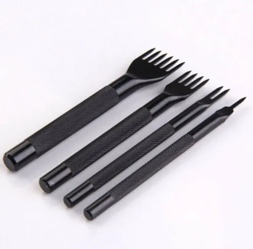 4 Pcs Pricking Irons Set - Leather Pricking Irons - Stitching Chisel - Pricking Eisen Meißel Lederhandwerk Werkzeug - Stitching Prong