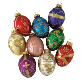 45MM Miniature Decorative Egg Glass Ornament, 9-Piece Box Set