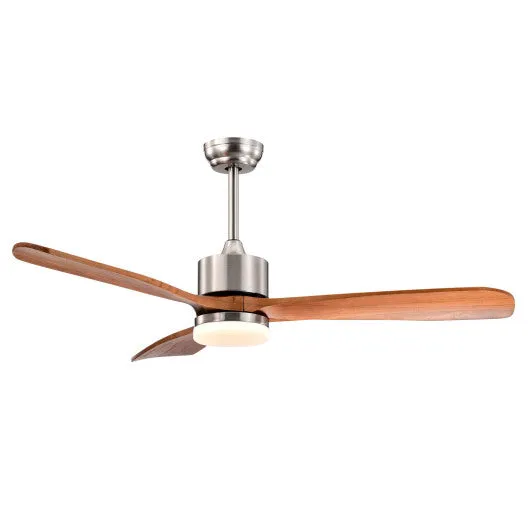 52 Inch Reversible Ceiling Fan with LED Light and Adjustable Temperature-Silver