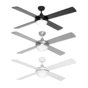 52" Caprice AC Ceiling Fan Black, Brushed Silver, White with Light FC252134 Mercator Lighting