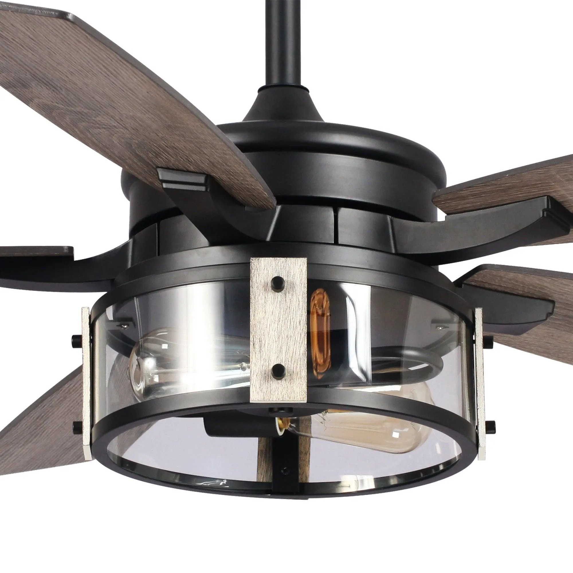 52" Coimbatore Farmhouse Downrod Mount Reversible Ceiling Fan with Lighting and Remote Control