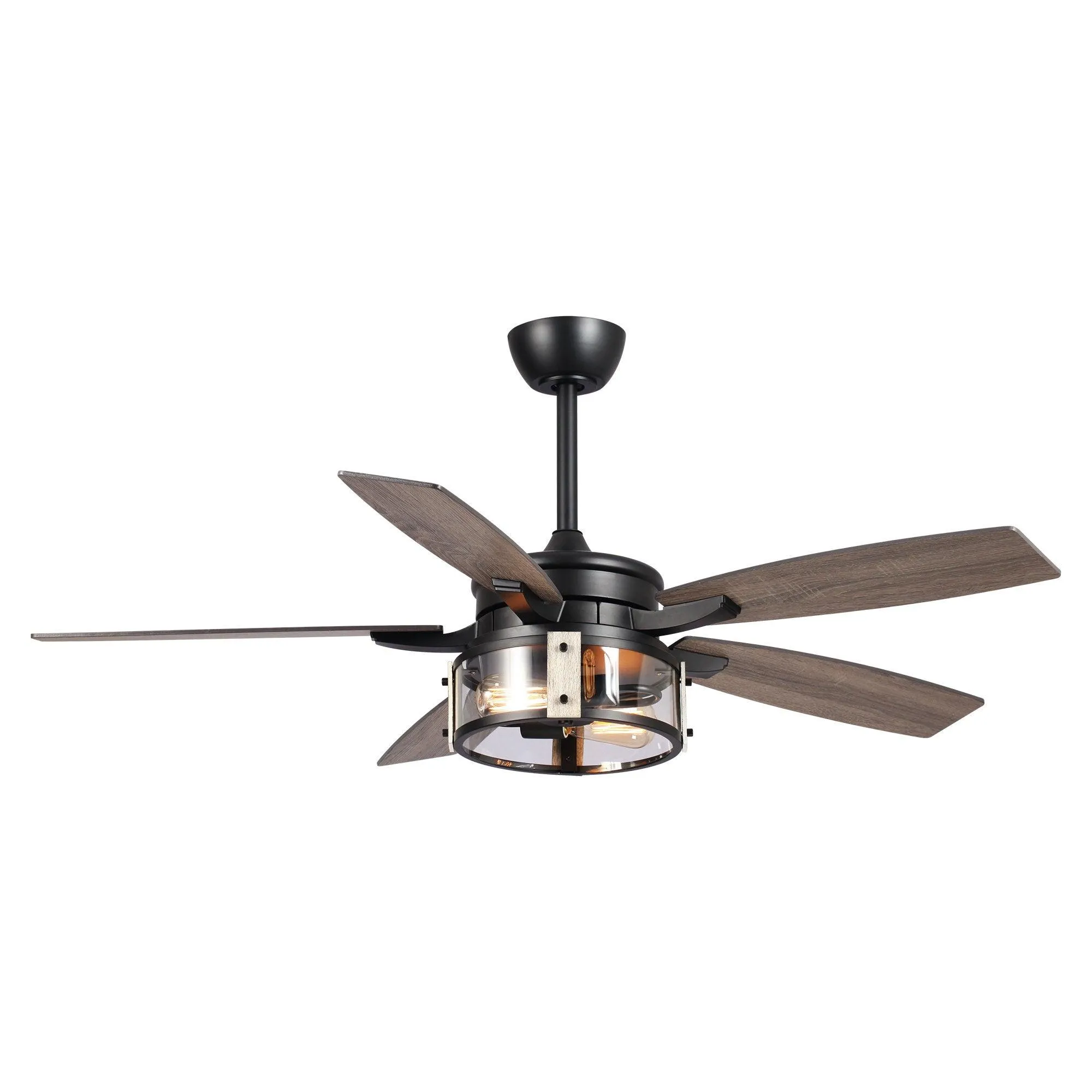 52" Coimbatore Farmhouse Downrod Mount Reversible Ceiling Fan with Lighting and Remote Control