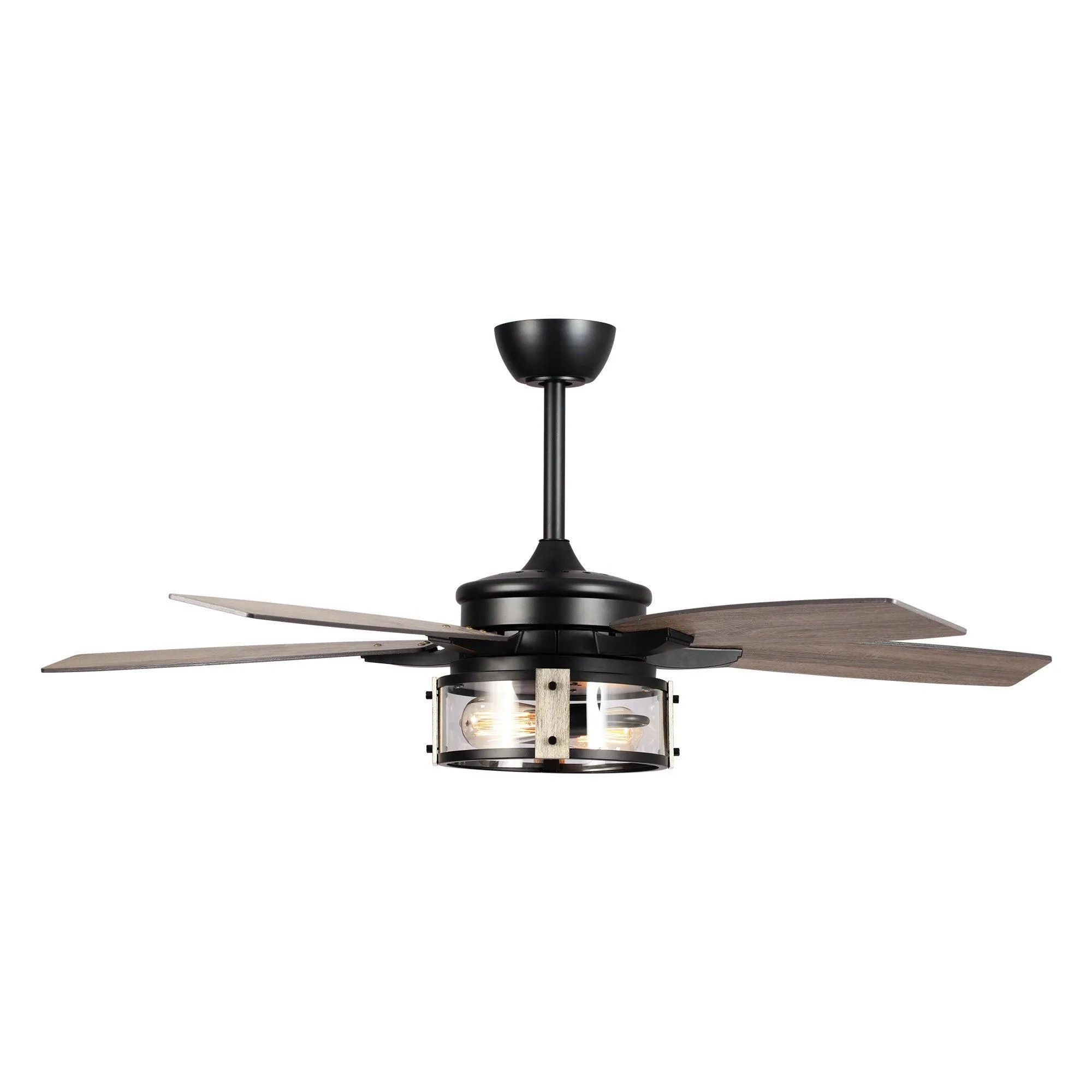 52" Coimbatore Farmhouse Downrod Mount Reversible Ceiling Fan with Lighting and Remote Control