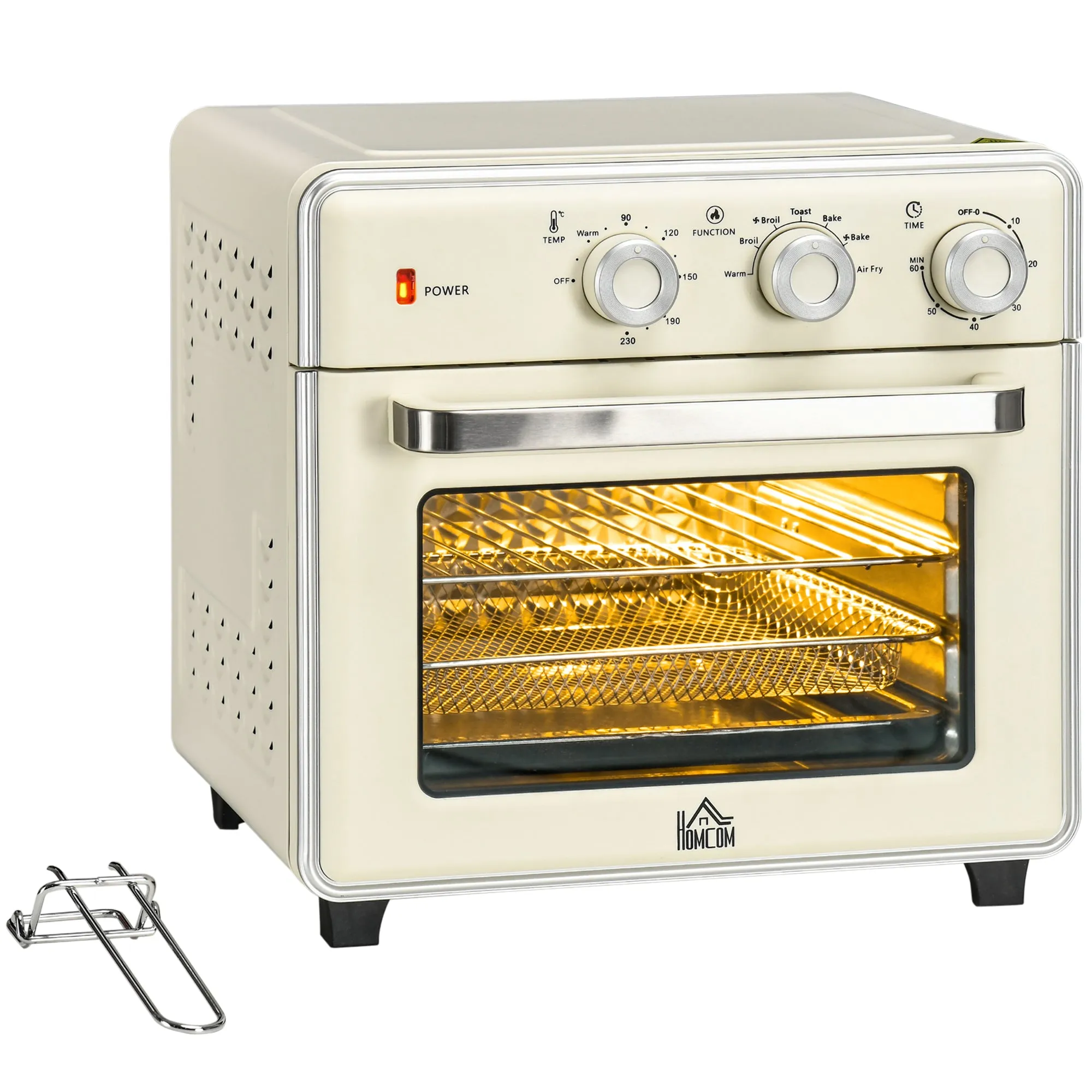 7-in-1 Toaster Oven, 20L 4-Slice Convection Oven with Warm, Broil, Toast, Bake, Air Fryer, 60min Timer and Adjustable Thermostat