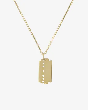 A Vanitas - Razor Dog Tag Small Necklace - (Yellow Gold)