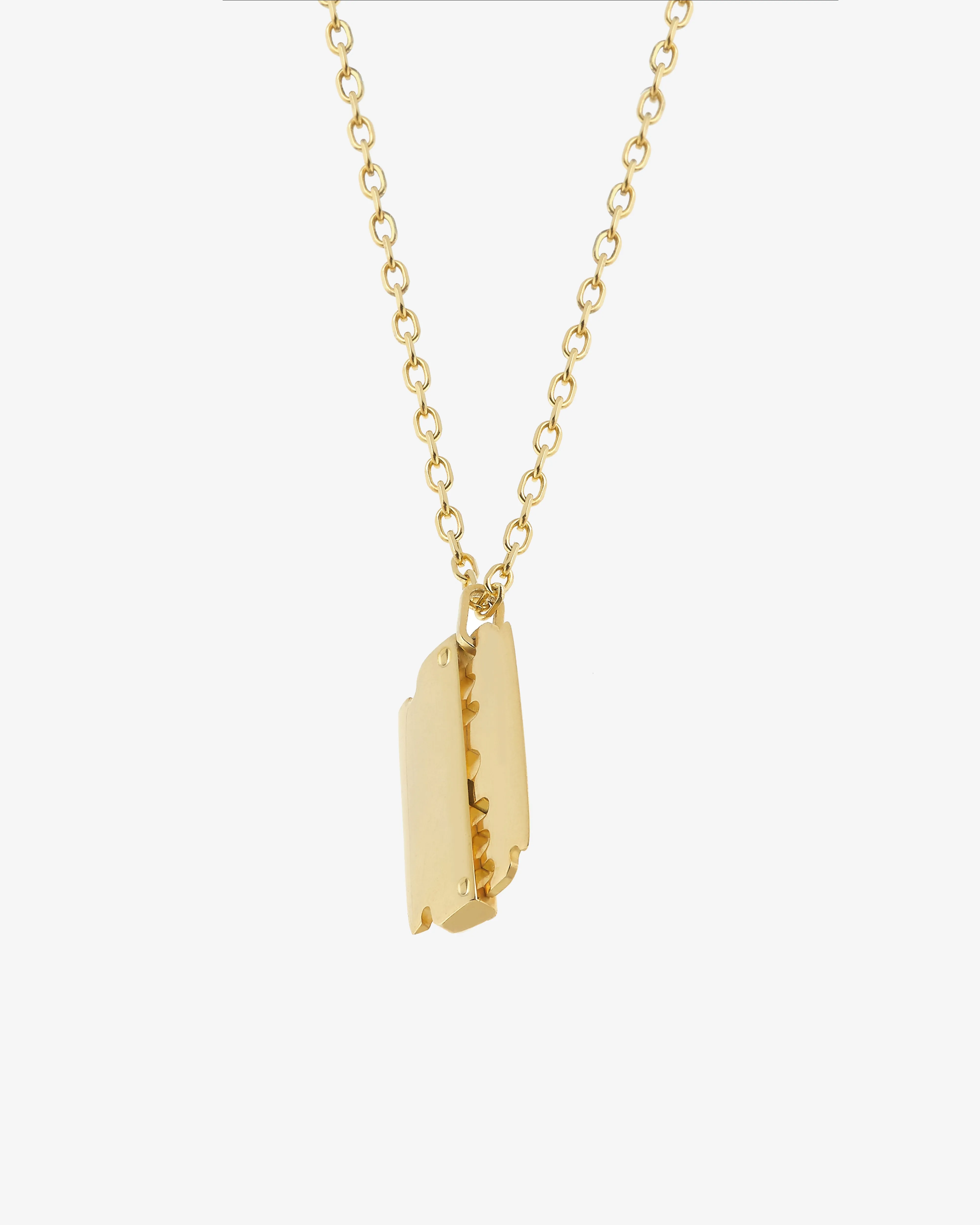 A Vanitas - Razor Dog Tag Small Necklace - (Yellow Gold)