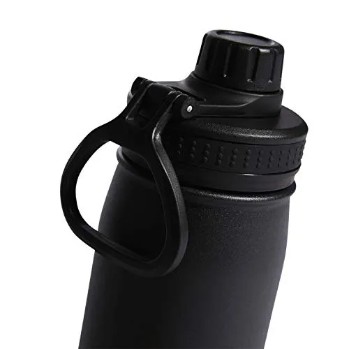 adidas 600 ML (20 oz) Metal Water Bottle, Hot/Cold Double-Walled Insulated 18/8 Stainless Steel, Black/Silver Metallic, One Size