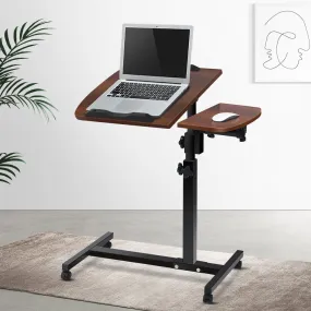 Adjustable Mobile Laptop Desk Fan Stand Walnut - Artiss