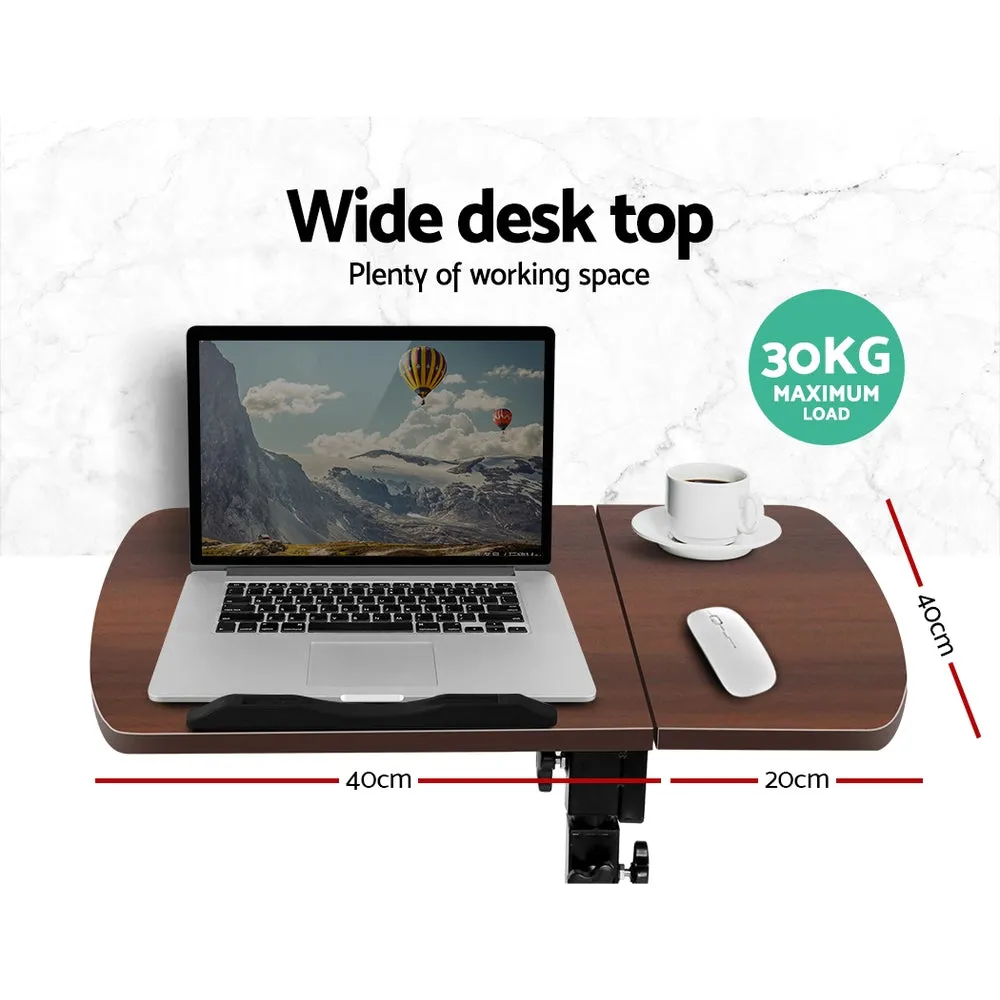 Adjustable Mobile Laptop Desk Fan Stand Walnut - Artiss