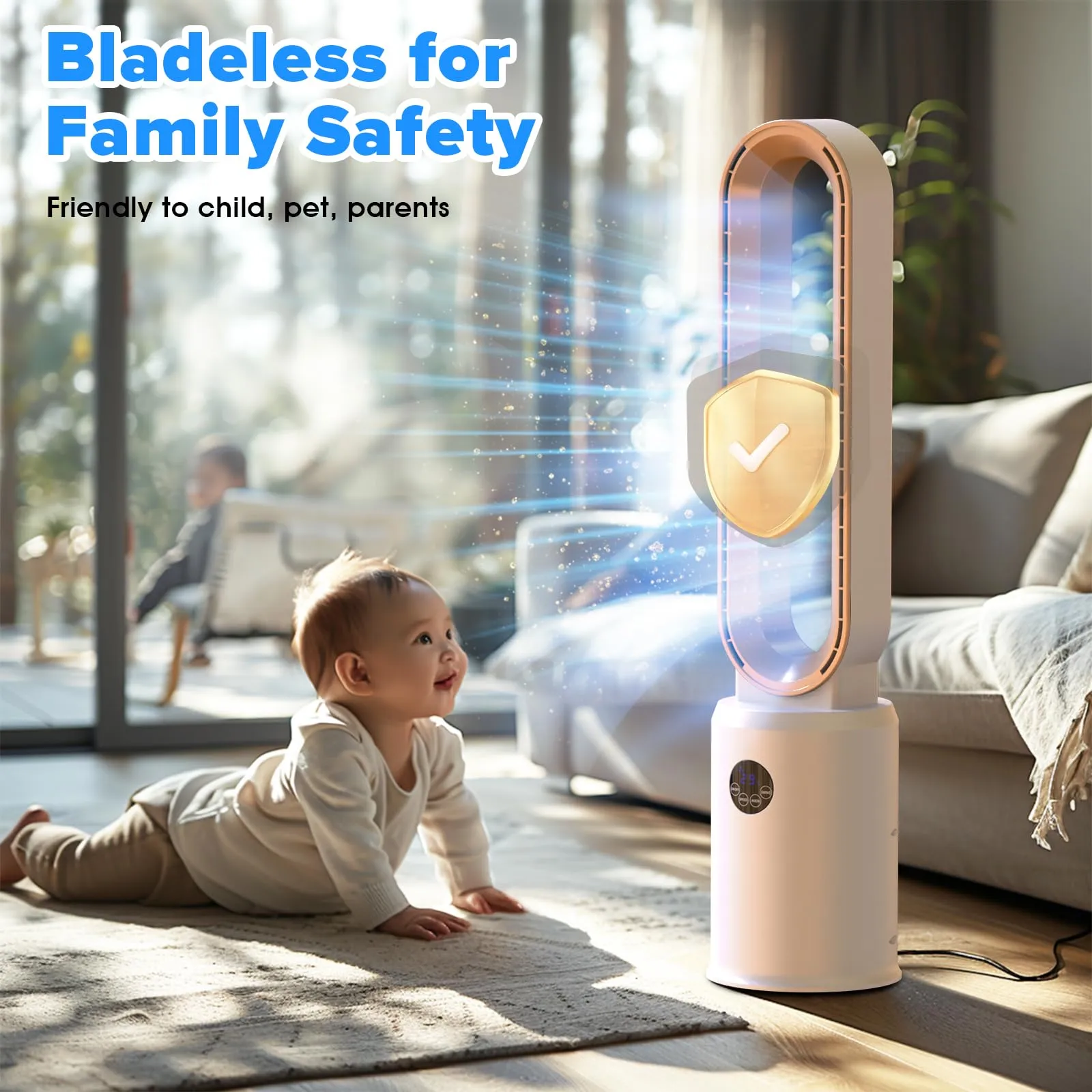 Advwin Bladeless Tower Fan Portable Electric White/Gold