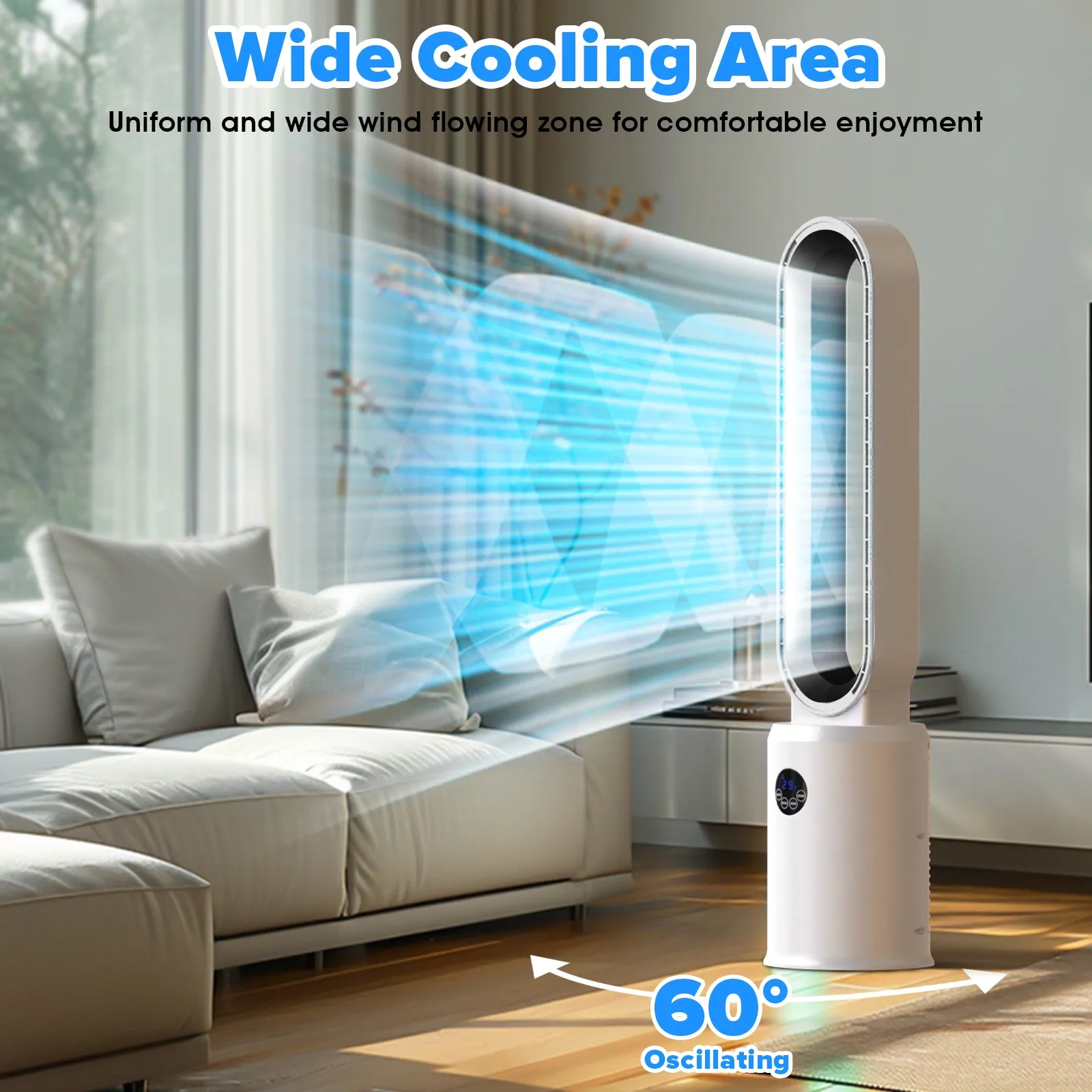 Advwin Bladeless Tower Fan Portable Electric