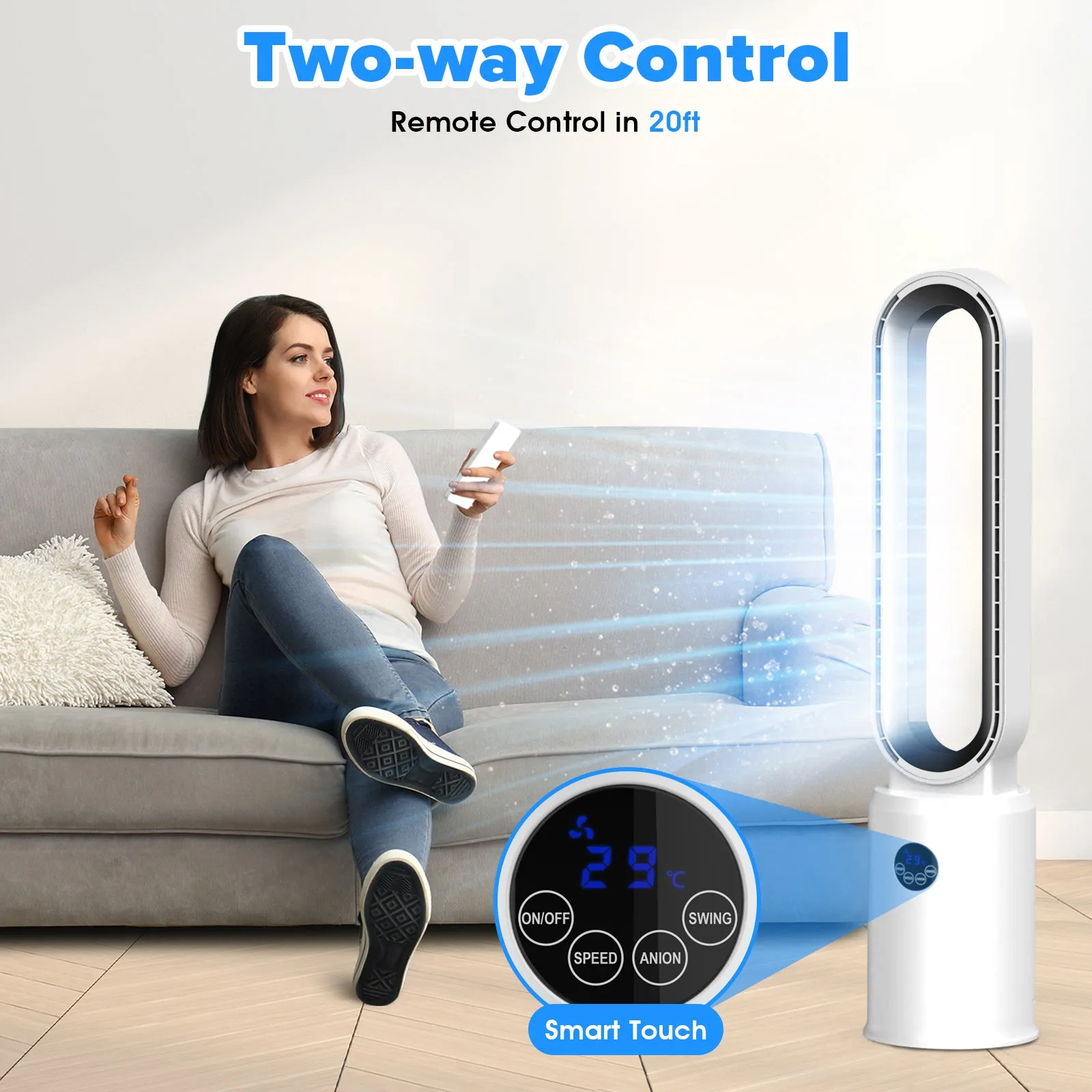 Advwin Bladeless Tower Fan Portable Electric