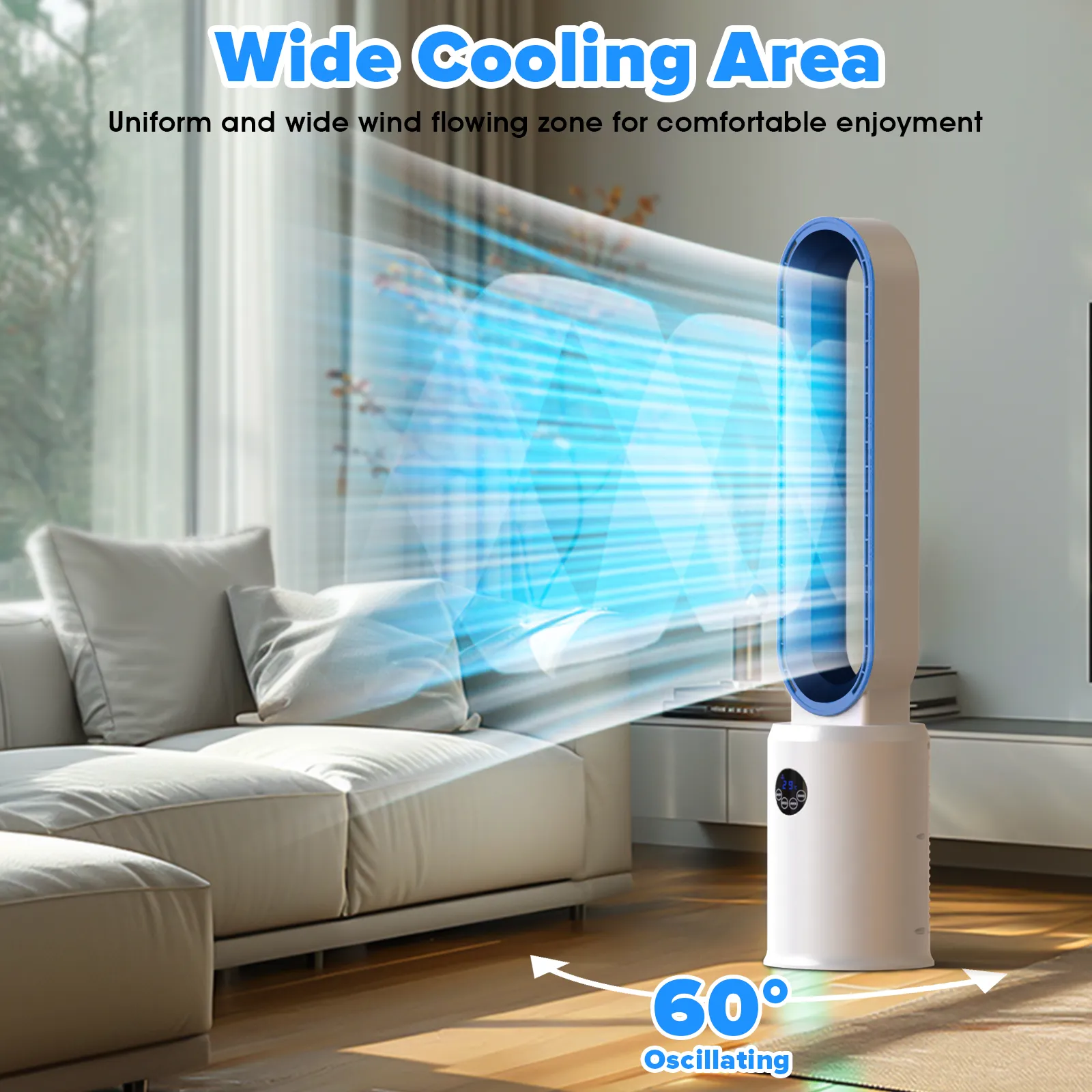 Advwin Bladeless Tower Fan Portable Electric