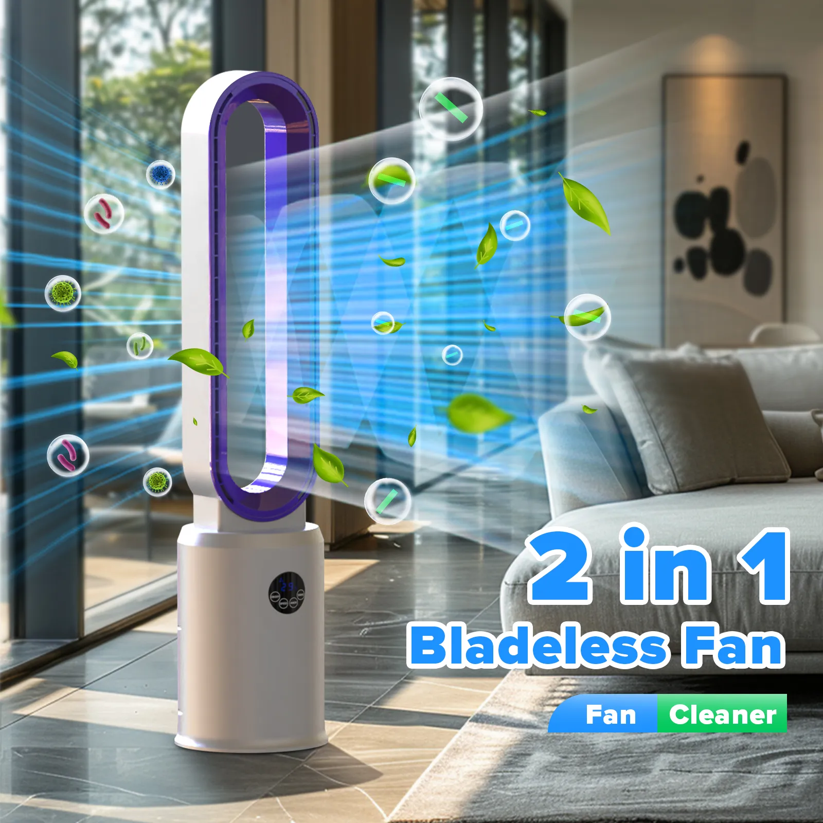 Advwin Bladeless Tower Fan Portable Electric