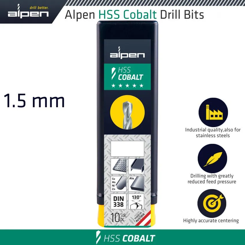 ALPEN HSS COBALT BULK DIN 338 RN,  1.5 ALP6130015