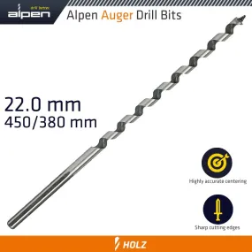 ALPEN WOOD AUGER DRILL BIT 22 X 450MM ALP22622