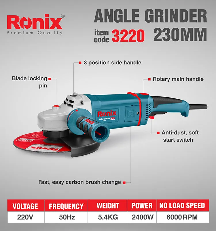 Angle grinder 230mm 3220 Ronix