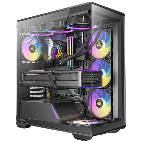 Antec C3 ARGB, 3 x 120mm & 1 x 120mm ARGB PWM Fans Included, Up to 8 Fans Simultaneously, Type-C，Seamless Tempered Glass Front & Side Panels, 360mm Radiator Support, Mid-Tower ATX PC Case