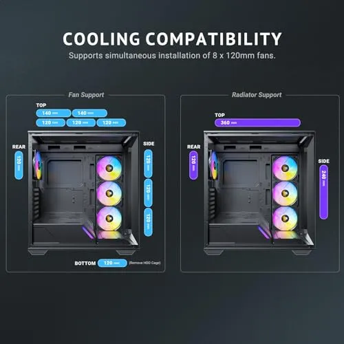 Antec C3 ARGB, 3 x 120mm & 1 x 120mm ARGB PWM Fans Included, Up to 8 Fans Simultaneously, Type-C，Seamless Tempered Glass Front & Side Panels, 360mm Radiator Support, Mid-Tower ATX PC Case