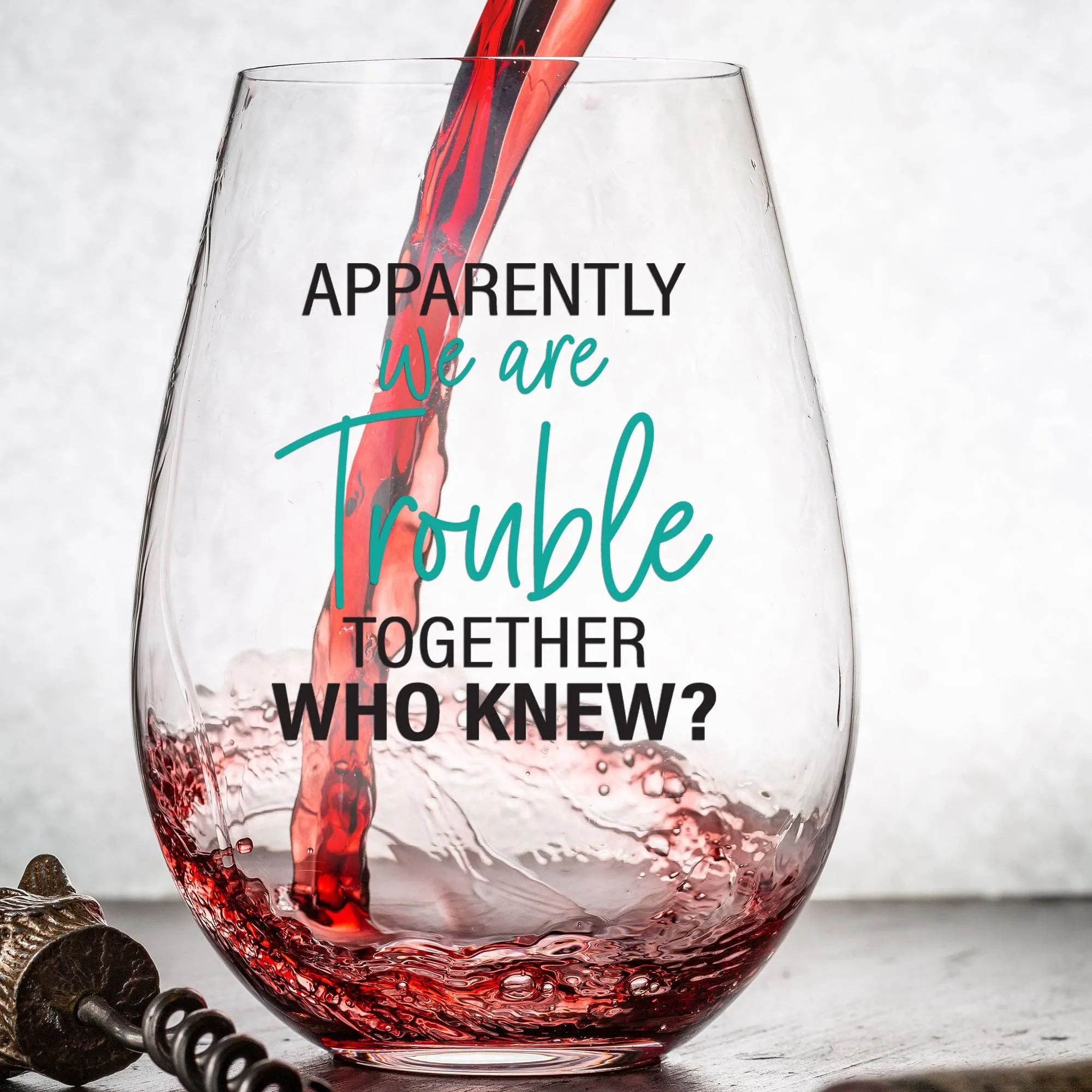 Apparently We Are Trouble Together 15oz Wine Glass