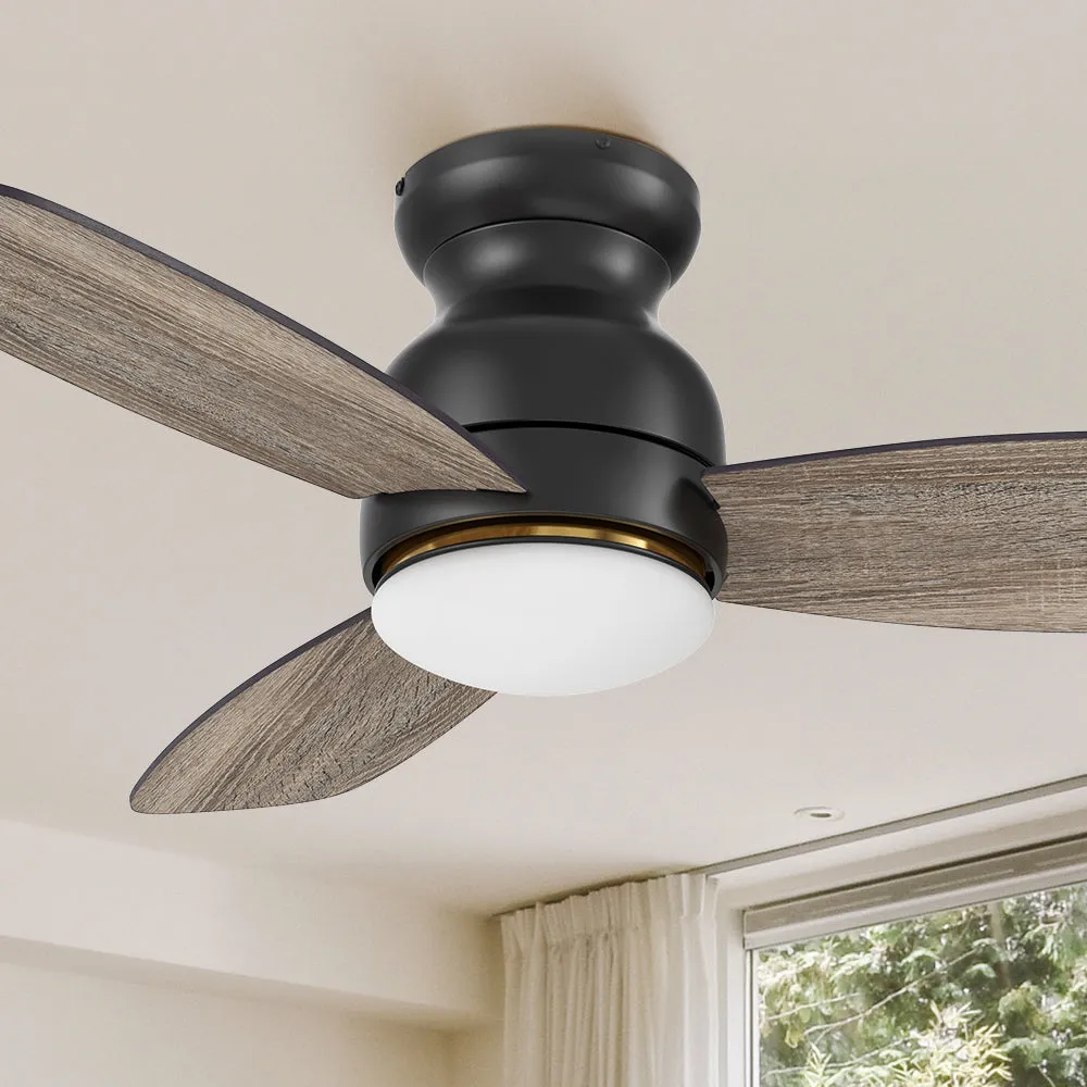 Arran Flush Mount Ceiling Fan with Light Kit and Remote 48 inch