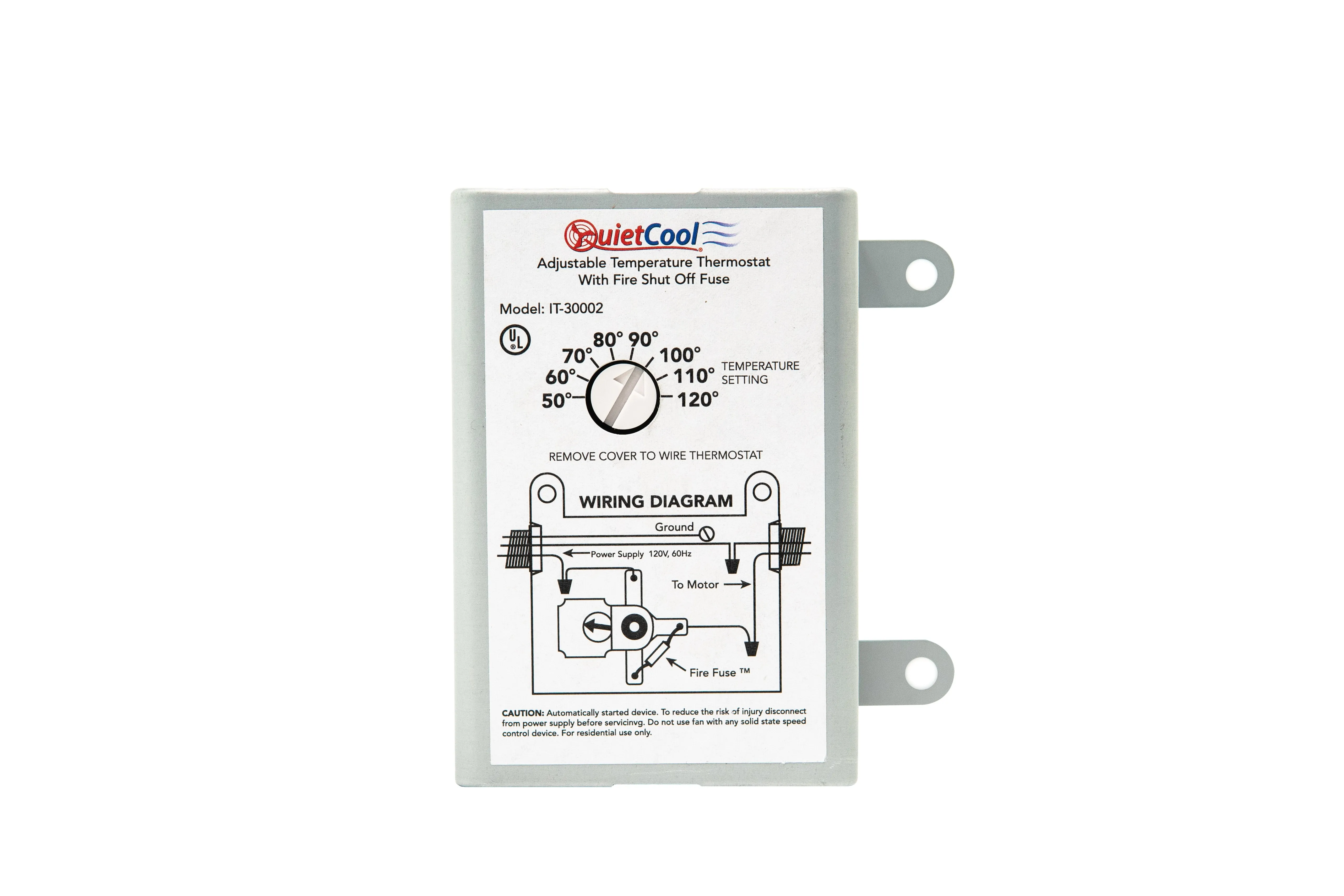 Attic Fan Adjustable Thermostat with Built-in Fire Safety Shut Off