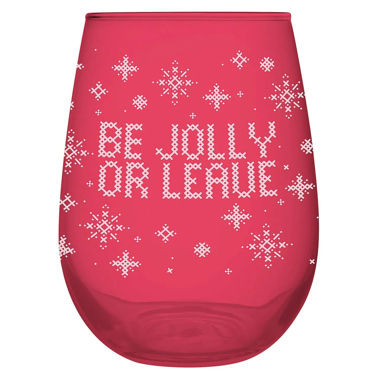 Be Jolly or Leave Stemless Christmas Wine Glass in Red | Holiday Drinkware 20 Oz