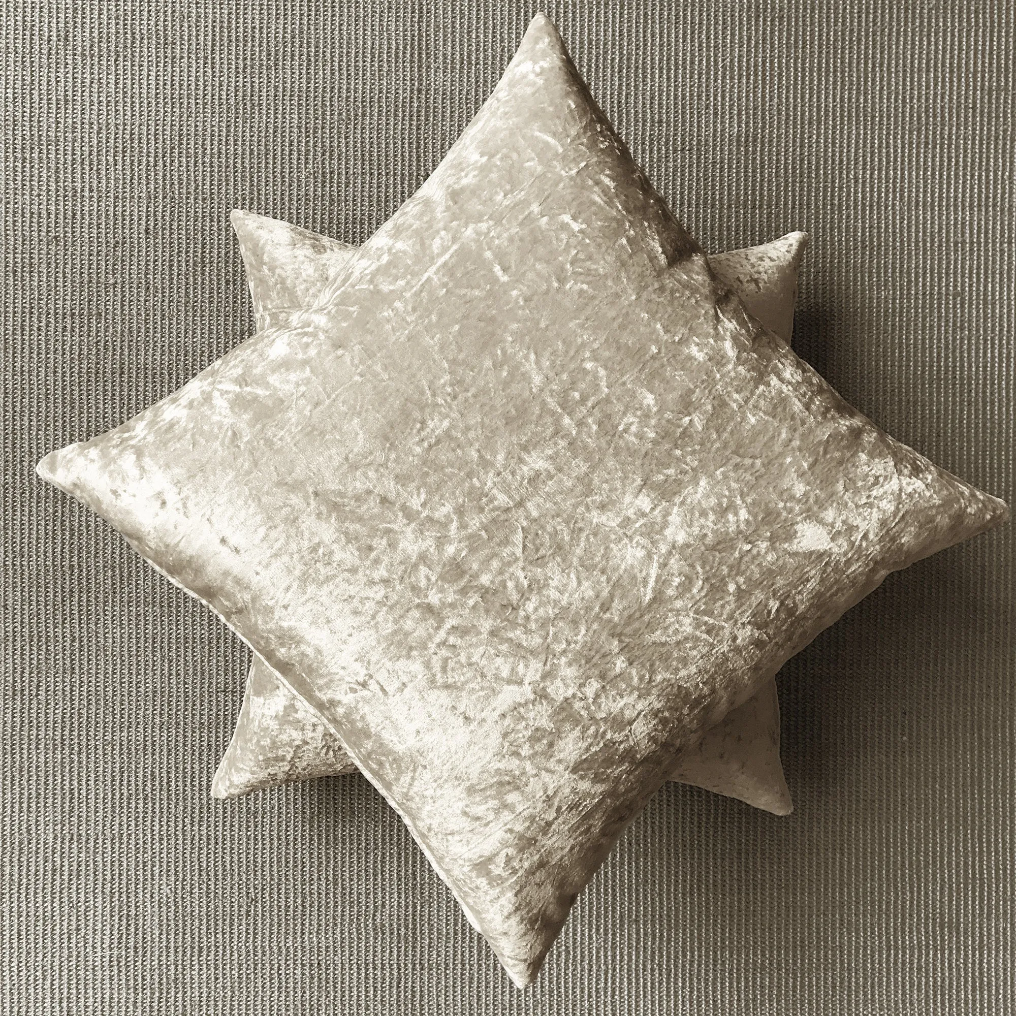 Beige Crushed Velvet Decorative Pillow Cover