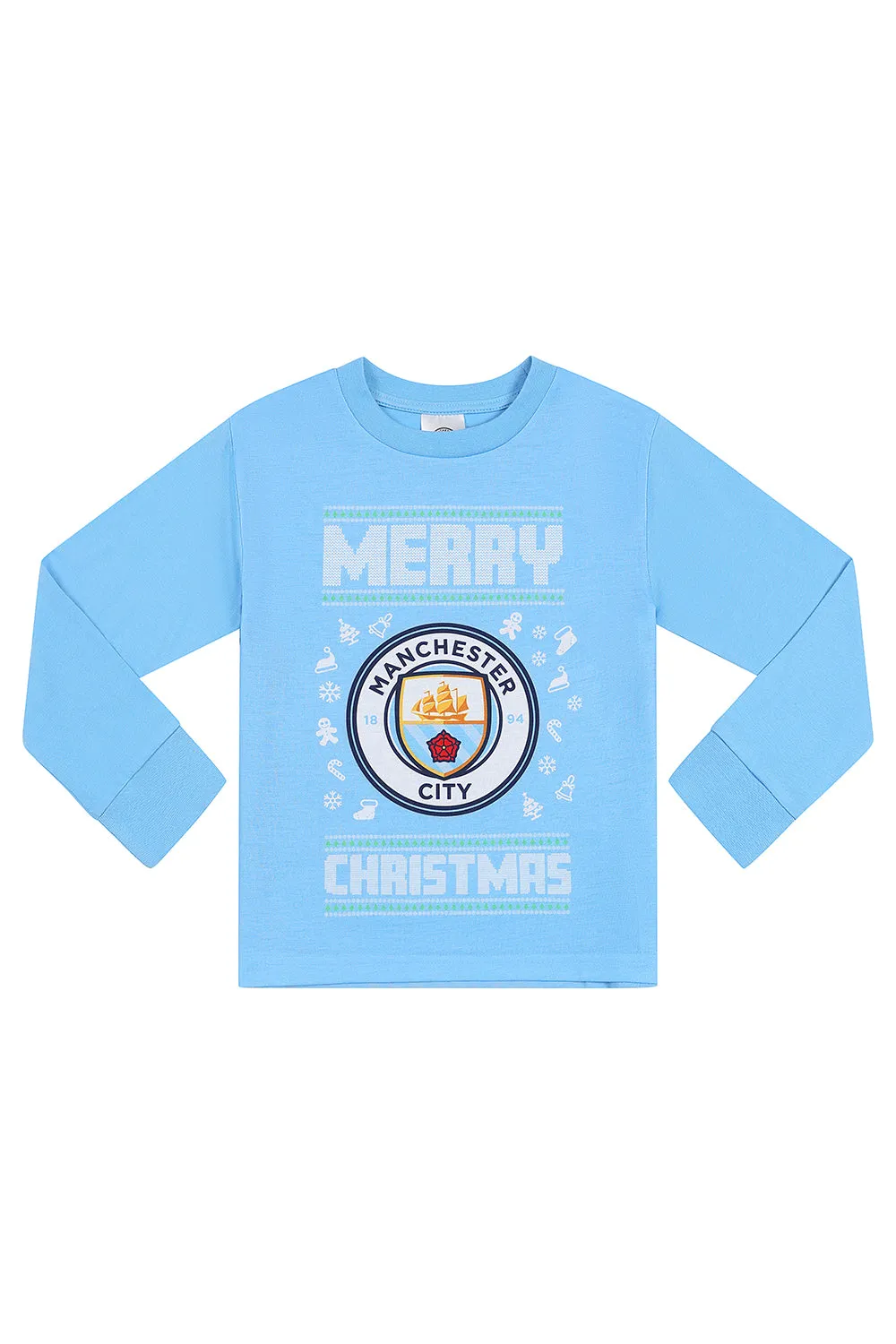 Boys Manchester City Merry Christmas Blue Long Pyjamas