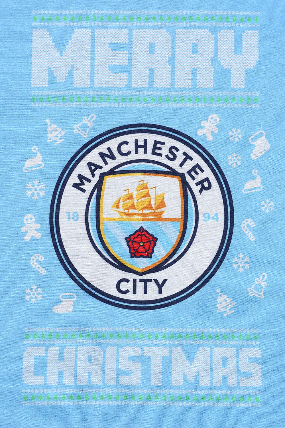 Boys Manchester City Merry Christmas Blue Long Pyjamas