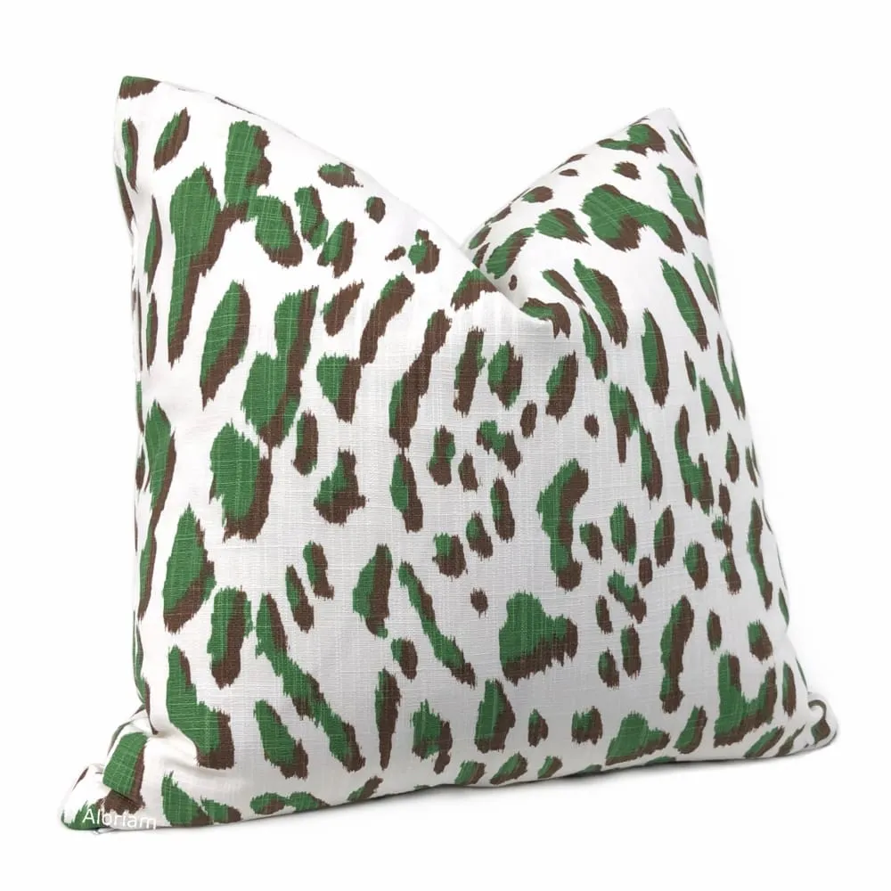 Brenner Forest Green Brown White Leopard Print Pillow Cover