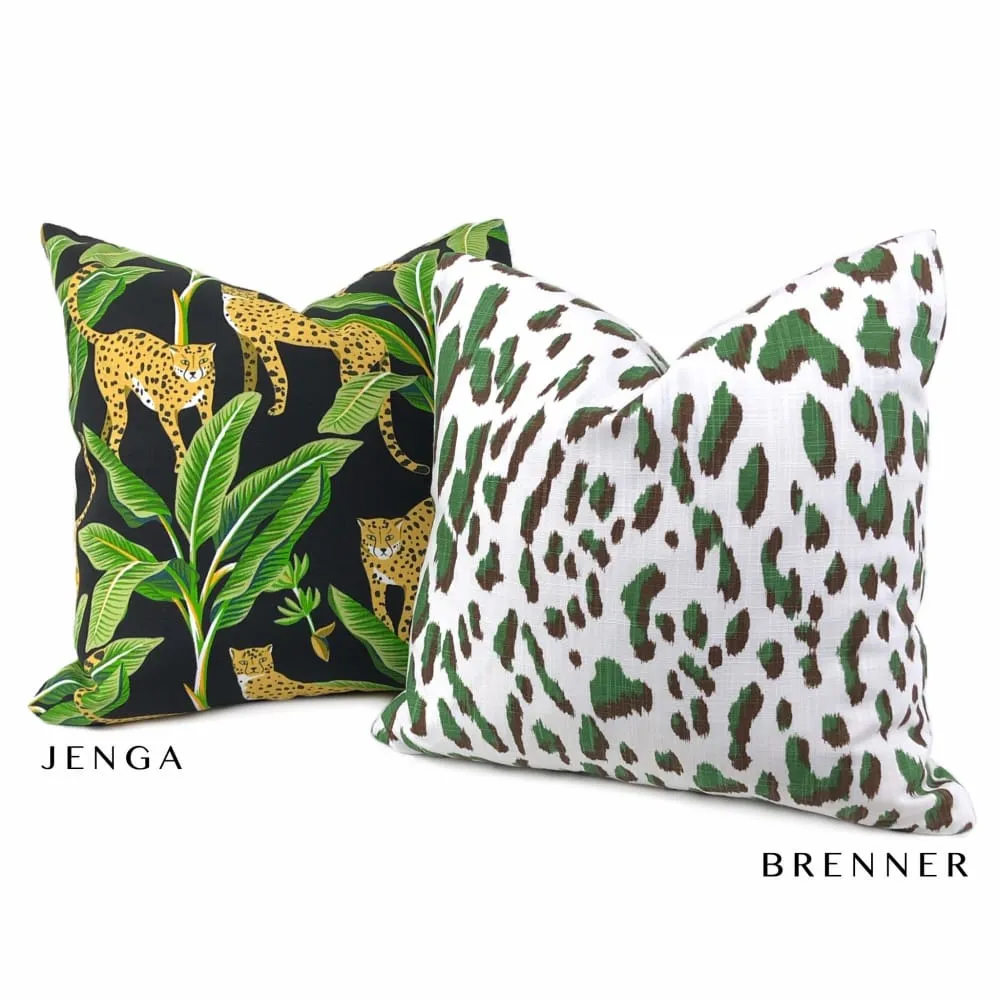 Brenner Forest Green Brown White Leopard Print Pillow Cover