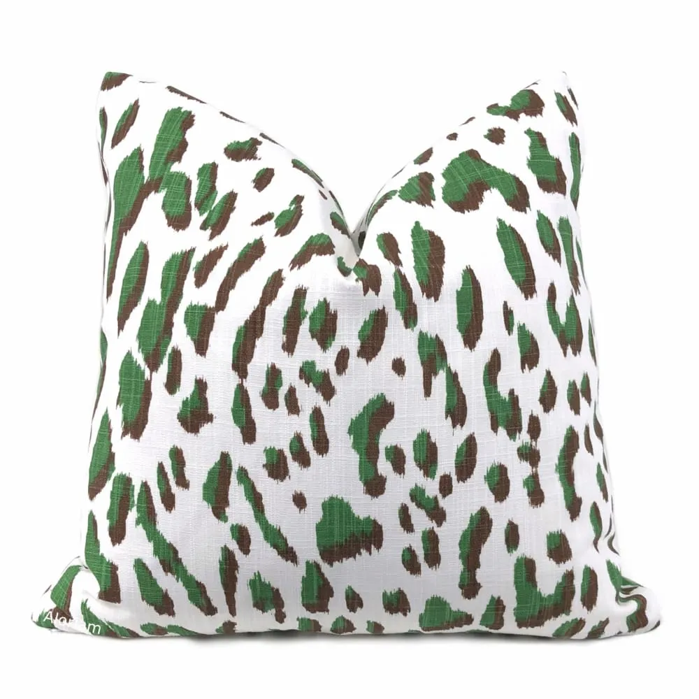 Brenner Forest Green Brown White Leopard Print Pillow Cover