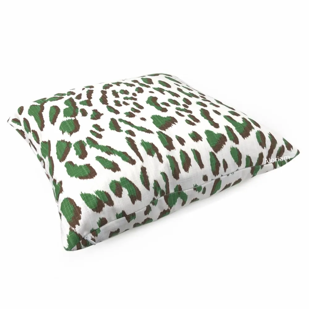 Brenner Forest Green Brown White Leopard Print Pillow Cover