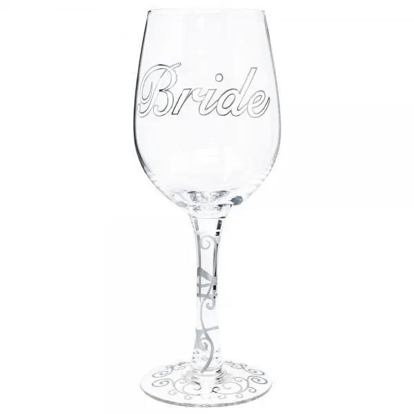 Bride Wine Glass with Clear Stem