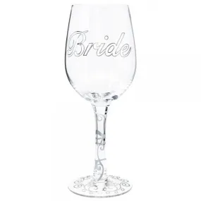 Bride Wine Glass with Clear Stem