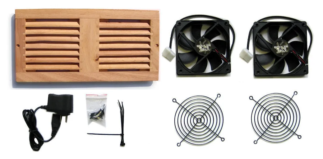 CabCool 1202W Lite 5 volt Dual 120mm Fan Cooler Kit with Wood Grill for Cabinet / Home Theater