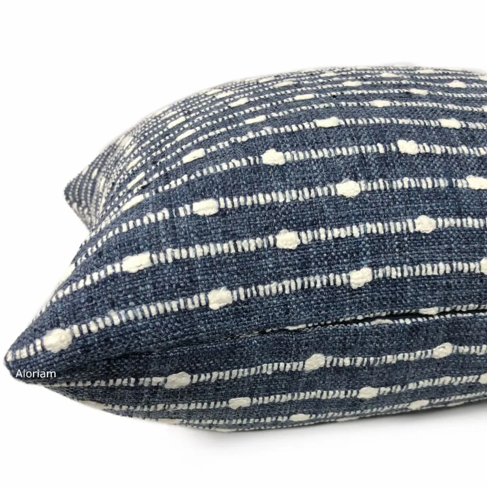 Cahill Blue White Textured Stripe Pillow Cover