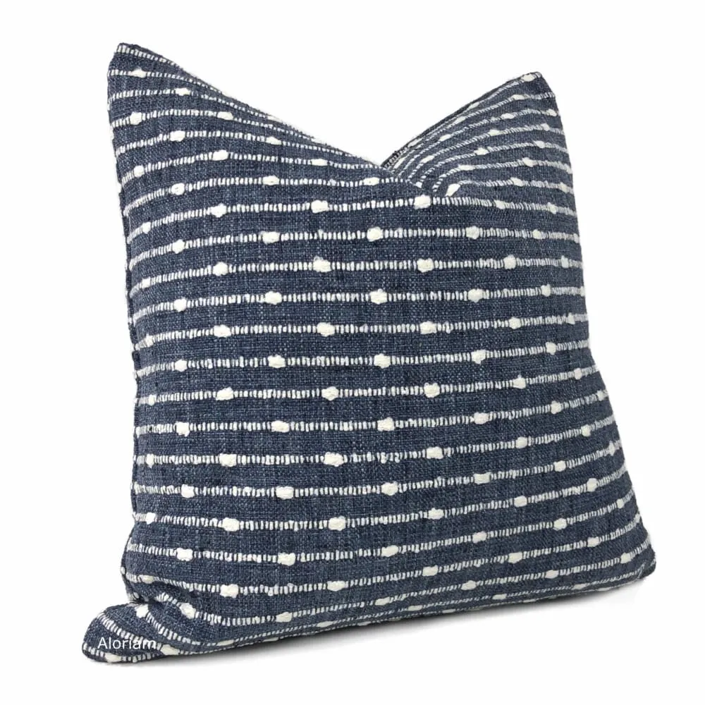 Cahill Blue White Textured Stripe Pillow Cover