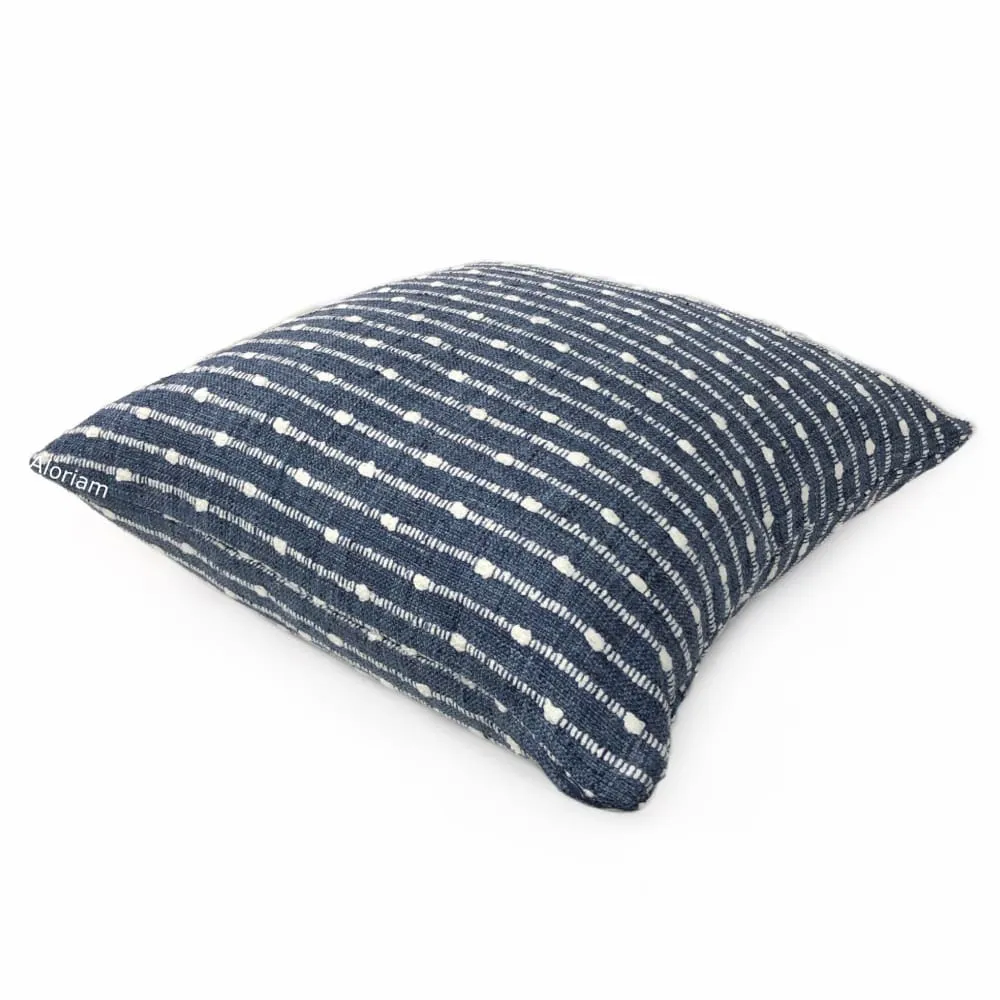 Cahill Blue White Textured Stripe Pillow Cover