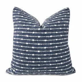 Cahill Blue White Textured Stripe Pillow Cover