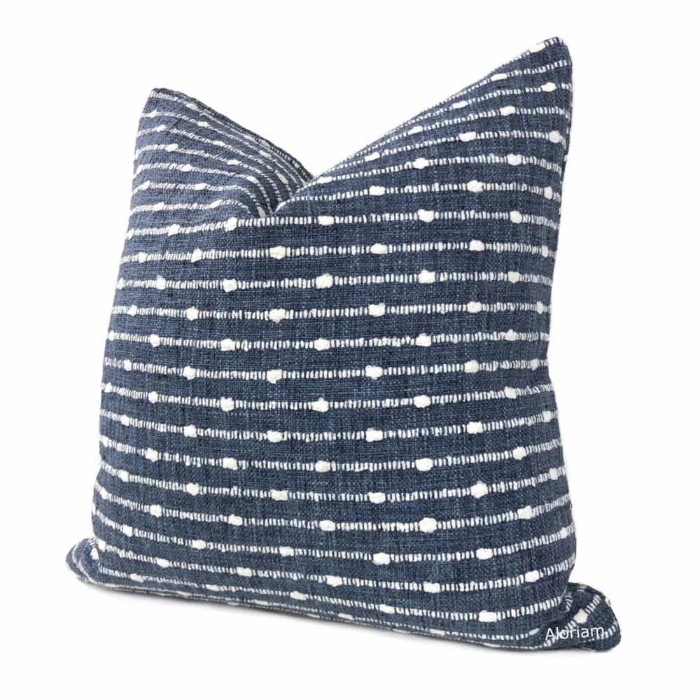 Cahill Blue White Textured Stripe Pillow Cover