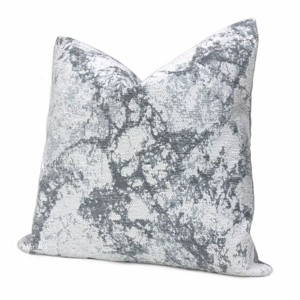 Calacatta Marble Gray White Chenille Pillow Cover