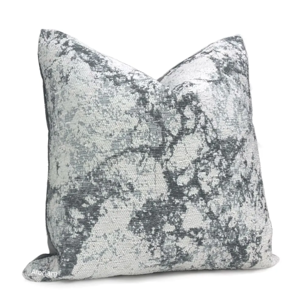 Calacatta Marble Gray White Chenille Pillow Cover